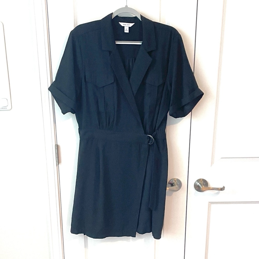 Nine West Black Wrap Mini Dress